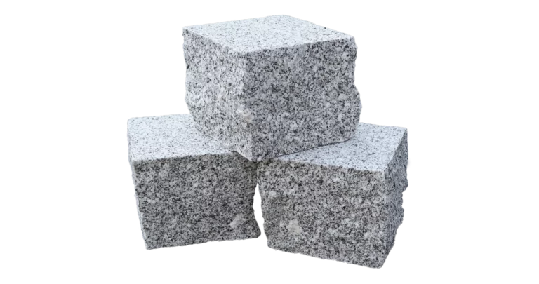 Pflaster Granit Grau 11x11x9 gestockt, Unterseite gesägt, Kanten gespalten